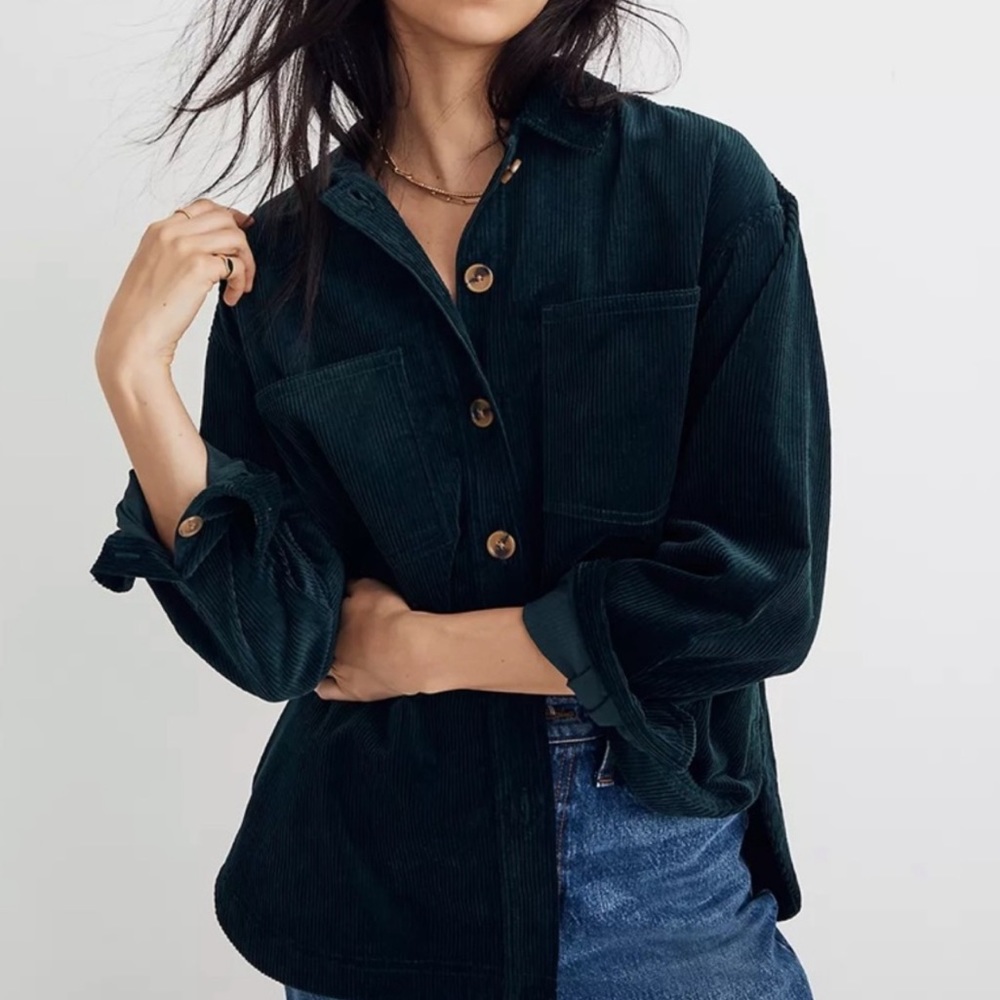 Madewell green corduroy shacket